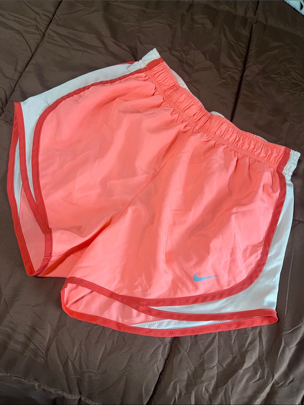 Nike Women’s Coral Athletic Running Shorts with White Trim